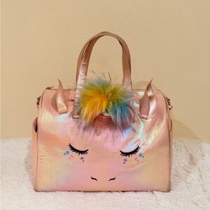 Iridescent Pink Unicorn Duffle Bag Cute Sleepover Gym Travel Girls